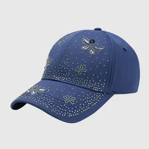 Modieuze Dames Hoofddoek Diamanten Baseball Caps Mannen Hoge Kwaliteit 6 Panel Unisex Custom Katoen Custom Logo Sport Dad Hoeden