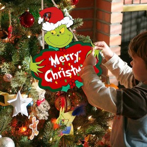 Letrero Navideño de Madera para Pared con Diseño de Grinch, Decoración Navideña para el Hogar, Forma Irregular, Pieza Única - Product Image 4