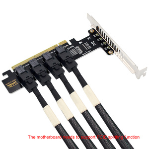 Masaüstü bilgisayar PCIeX16 için 4 Port U.2 NVME SFF-8643 SFF-8639 genişleme kartı PCIe4.0 bölünmüş kart - Product Image 3