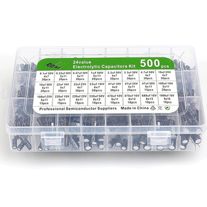 500 pezzi 24Valyes 0.1uF-1000uf in alluminio kit condensatore elettrolitico 10V 16V 25V 50V kit di laboratorio elettronico - Product Image 4