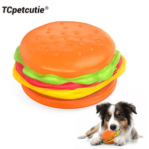 2024 baru dirancang Hamburger anjing peliharaan mainan kunyah ramah lingkungan karet anjing mengunyah melengking mainan