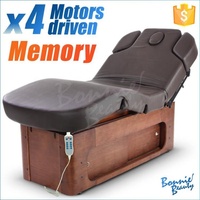 Lit de massage électrique Five Stars BonnieBeauty avec fonction chauffante et mémoire, dossier réglable en hauteur, cadre en bois, épaisseur 8 cm