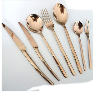 DF401 Golden Color Stainless Steel Cutlery Set Model C <b>Dessert</b> Knife <b>Fork</b> Spoon - Product Image 2