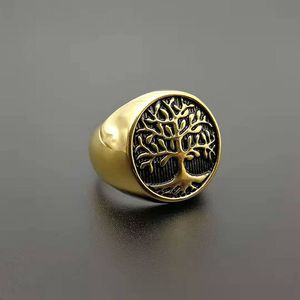 Nhẫn Ký Bạc Hình Cây Sự Sống Bằng Thép Không Gỉ 316L Trang Sức Hip Hop Cho Nam - Product Image 3