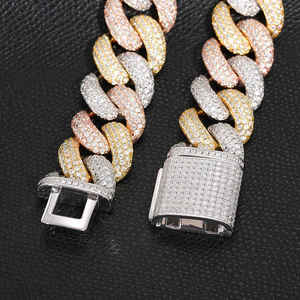 Bracelet gourmette en argent sterling trois couleurs de qualité supérieure avec moissanite VVS pour homme, style hip-hop de luxe, bijoux streetwear de créateur - Product Image 2