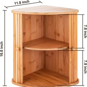 Bamboo Bread Box Cylinder 16.8x11.8 Inch Corner <b>Storage</b> <b>Kitchen</b> Organizer With Lid - Product Image 1