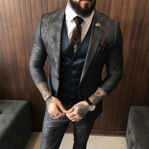Tùy Chỉnh Quần Áo Các Nhà Sản Xuất Mỏng Phù Hợp Với Blazer 3 Pcs Thiết Lập Đám Cưới Chính Thức Đỉnh Ve Áo Đám Cưới Prom Terno Masculino Người Đàn Ông Của Phù Hợp Với - Product Image 5
