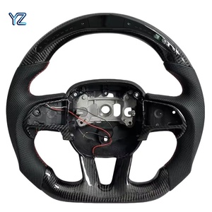 Volante Deportivo Personalizado YZ Racing de Fibra de Carbono Real con LED para Dodge Charger Challenger <span class=keywords><strong>2015</strong></span>+ Jeep Grand Cherokee Trackhawk SRT - Product Image 1