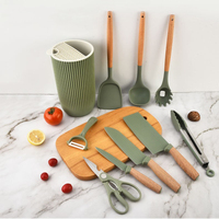 Juego de Cuchillos de Cocina de Acero Inoxidable de 10 Piezas Tc, Cuchillos de Chef, Cuchillos para Frutas, Tijeras de Cocina con Cubeta de Almacenamiento