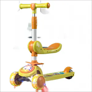 2024 Cartoon style Outdoor children's pedal kick scooter can be sat or ridden made in china kids scooter for sale