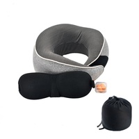 Oreiller de cou fonctionnel 3 en 1 ensemble avec masque pour les yeux voiture en forme de U soutien du cou oreiller en mousse à mémoire de forme vente en gros