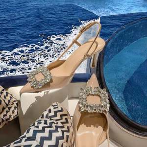 Sandales à talons aiguilles tendance 2026 de 8,5 cm, sexy, avec strass et lanières en fourrure, à bout pointu, talons hauts pour femmes et dames, chaussures de soirée - Product Image 3