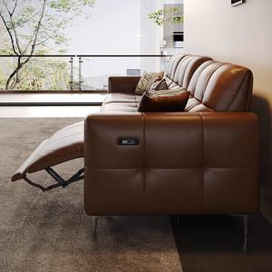 أريكة استرخاء فاخرة بتصميم فرنسي عتيق لعام 2026، مصنوعة من الجلد الطبيعي الفاخر مع مسند قدم قابل للتمديد، أريكة استرخاء مريحة - Product Image 4