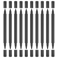 Marqueurs permanents à double pointe pour vêtements, stylos à peinture noirs pour décoration de tissu, marqueurs pour chaussures de t-shirts (pinceau et pointe fine)