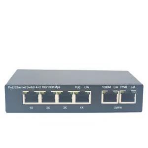 China Hersteller Gigabit 2 pcs 100M/1000M 4 RJ45 POE Network Switch 6Ports Switch