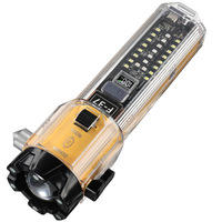 Marteau de sécurité JF multifonction rechargeable ultra-fin avec zoom optique, lampe torche puissante, brise-vitre 6-en-1 pour évasion en cas d'incendie