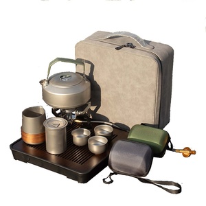 Ensemble de thé en acier inoxydable pour l'extérieur avec réchaud portable et sac de transport pour l'escalade, le camping et les voyages - Product Image 1