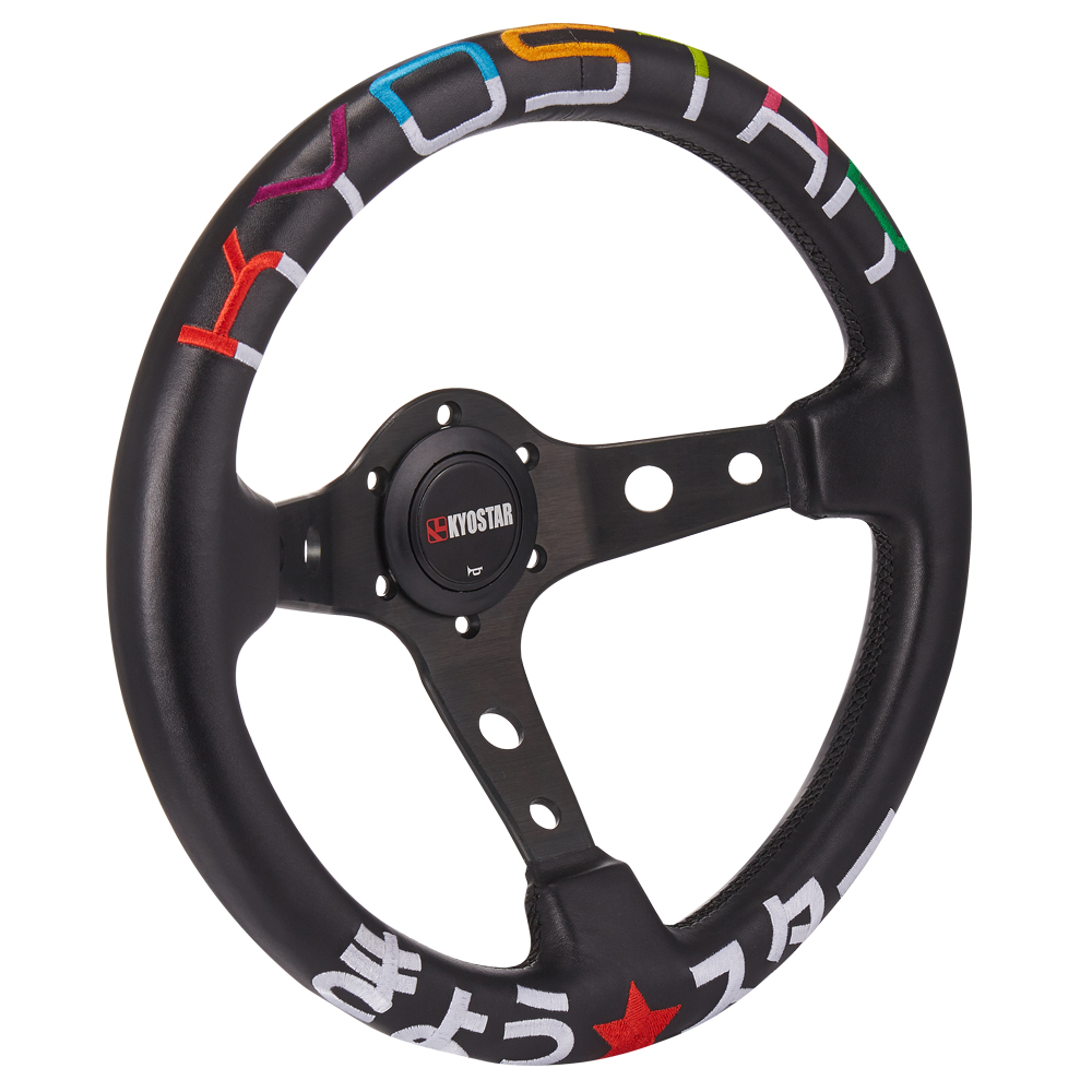 KYOSTARレーシングドリフトステアリングホイール、リアルレザー