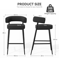 Tabourets de bar modernes réglables pour l'extérieur et la maison, en tissu bouclé, avec accoudoirs incurvés et structure métallique, tabouret de cuisine contemporain pour salon et école