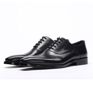Zapatos Oxford de Vestir para Hombre, de Cuero Genuino de Alta Calidad, Casuales, con Punta Cuadrada Antideslizante, para Uso Profesional - Product Image 1