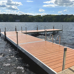 Pontons fixes pour lac, ponton stationnaire en aluminium avec plancher en composite <span class=keywords><strong>bois</strong></span>-plastique et échelle - Product Image 2