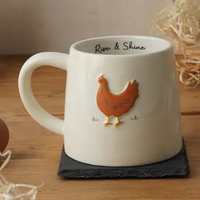 Mugs en céramique 3D adorables sur le thème des animaux de la ferme : Vache, Mouton, Coq, Bovins des Highlands - Vente en gros