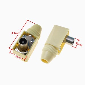Connecteur coaxial Yuanyi, coudé à 90 degrés, mâle, 43x17mm, pour connexion de signal TV par câble et satellite - Product Image 1