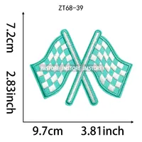Écussons thermocollants brodés à sequins, petits, à motifs drapeau à carreaux, étoiles, cœurs et nœuds, pour vêtements et chapeaux