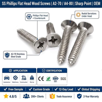 Vis à tête cruciforme plate en acier au carbone noir oxydé durable, sur mesure, en acier inoxydable, à petit filetage, avec embout Phillips