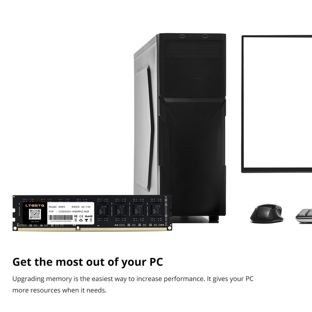 High Capacity DDR3 8GB 4GB 1600Mbps Double Data Rate RAM Module Compatible with Intel AMD System