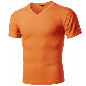 Camiseta de poliéster/algodón con cuello en V informal de diseño personalizado unisex con mangas cortas Color personalizado y diseño en blanco - Product Image 1