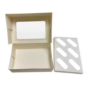 Sang trọng màu trắng nhỏ phân hủy sinh học Giấy nướng 6-Tier tông bánh Pastry cupcake bao bì hộp với nắp rõ ràng - Product Image 4