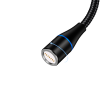 Kabel Pengisi Daya Magnetik 3 in 1 2M 3A untuk Android & IOS Micro USB & Type C dengan Lampu LED Fungsi Pengisian Cepat