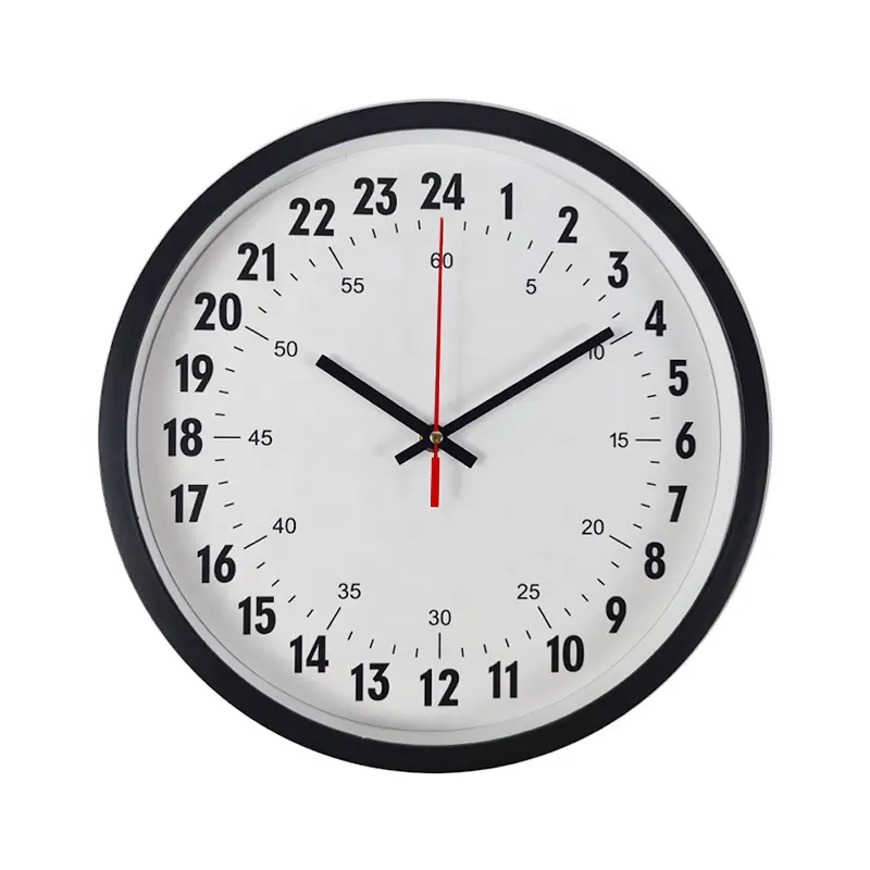 Relógio analógico 24 horas 2022 novo design, relógio militar 24 hr, logotipo personalizado, relógio de parede de 12 polegadas