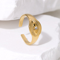 Cincin Baja Anti Karat Vintage Retro Personalisasi Bermotif Mata Setan Bertabur Berlian Sederhana dan Serbaguna Kelas Atas Ringan