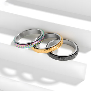 여성 남성용 피젯 링 4mm 스테인리스 스틸 스피너 링 불안 스트레스 해소 반짝이 보석 여성용 선물 - Product Image 4