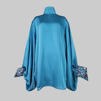 Mini robe écologique et lavable avec manches chauve-souris amples et couleur unie boutonnée pour sortir
