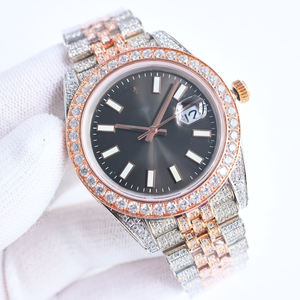 Montre en moissanite glacée |   Montre mécanique de luxe avec mouvement ETA, bracelet en acier inoxydable, style <span class=keywords><strong>r</strong></span>étro, cadran à aiguilles, 41 mm, plaqué or, VVS - Product Image 3