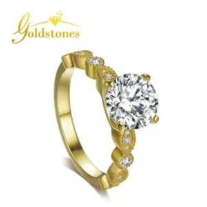 Anillo de compromiso de corte redondo Joyería fina 10K 14K 18K Anillos de boda de oro