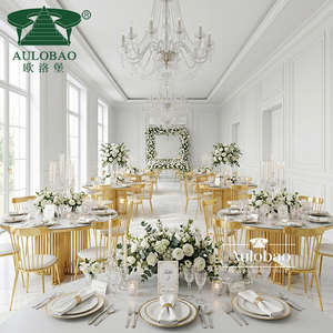 Nouveau modèle de mobilier d'hôtel, chaises de mariage en acier inoxydable doré pour événements - Product Image 6