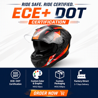 Casque de moto avec système de ventilation avancé, couleur unie personnalisée, fermeture micro-métrique, intégral, certifié ECE, double visière