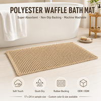 Tapis de bain en polyester gaufré antidérapant, absorbant, séchage rapide, microfibre 1200-1500 GSM, moderne, pour hôtel, lavable en machine, tapis de salle de bain