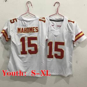 Groothandel Hoge Kwaliteit Kansas City 15 Patrick Mahomes 87 Travis Kelce Jeugd Jersey Gestikt Limited American Football Jersey - Product Image 3