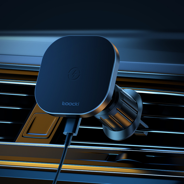 Toocki 15W 360° Rotational  Magnetic Car Wireless Charger 2-in-1 Charging+Stand & N52 Strong Magnet for Bumpy Roads