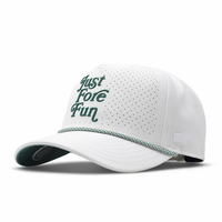 Casquette de camionneur perforée découpée au laser avec logo personnalisé, casquette de golf à cordon, casquette de camionneur imperméable avec patch en caoutchouc PVC