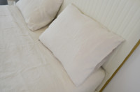 Ensemble de literie français en lin pur 100% naturel de haute qualité, linge de lit de couleur unie Tenceyocell, 4 pièces