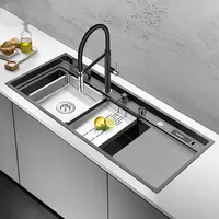Fregaderd อ่างล้างจานในครัว,ก๊อกน้ำ360องศาทำมือคุณภาพสูงสำหรับอ่างล้างจานพร้อมฝาปิดอัจฉริยะอ่างล้างจานแบบซ่อน