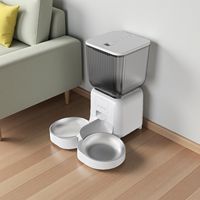 Distributeur automatique de nourriture pour animaux de compagnie intelligent avec contrôle par application WiFi, pour chats et chiens, 4,5 L, double bol, facile à nettoyer, réservoir transparent, acier inoxydable double
