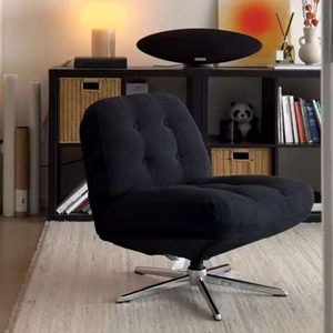 Poltrona Girevole Moderna Nordica, Comoda Sedia in Tessuto o Velluto per Soggiorno, Camera da Letto, Divano o Letto - Product Image 6