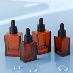 Flacon <span class=keywords><strong>en</strong></span> verre ambré à fond épais pour sérum ou huile de soin de la peau, rechargeable, carré, 15 ml, 30 ml, 50 ml, avec <span class=keywords><strong>pipette</strong></span> - Product Image 5